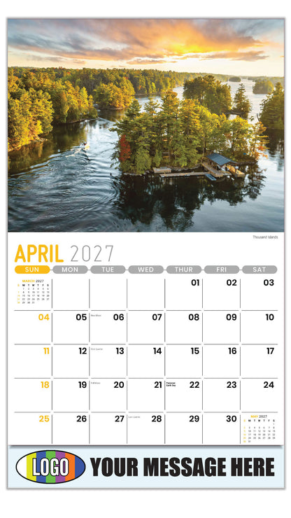2027 Business Advertising Calendar - Scenes of New York - Thousand Islands - April