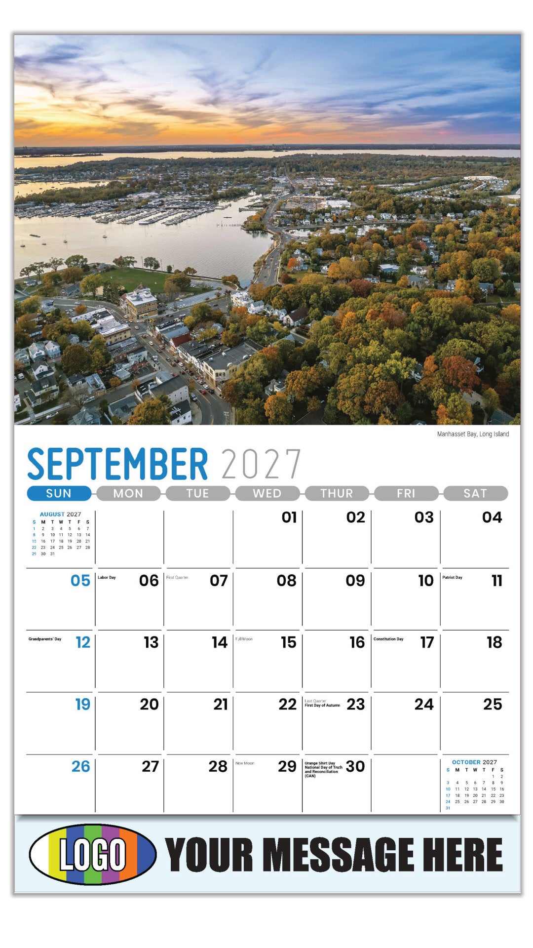 2027 Business Promo Calendar - Scenes of New York - Manhasset Bay, Long Island  - September