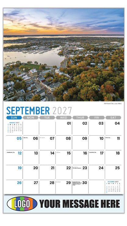 2027 Business Promo Calendar - Scenes of New York - Manhasset Bay, Long Island  - September