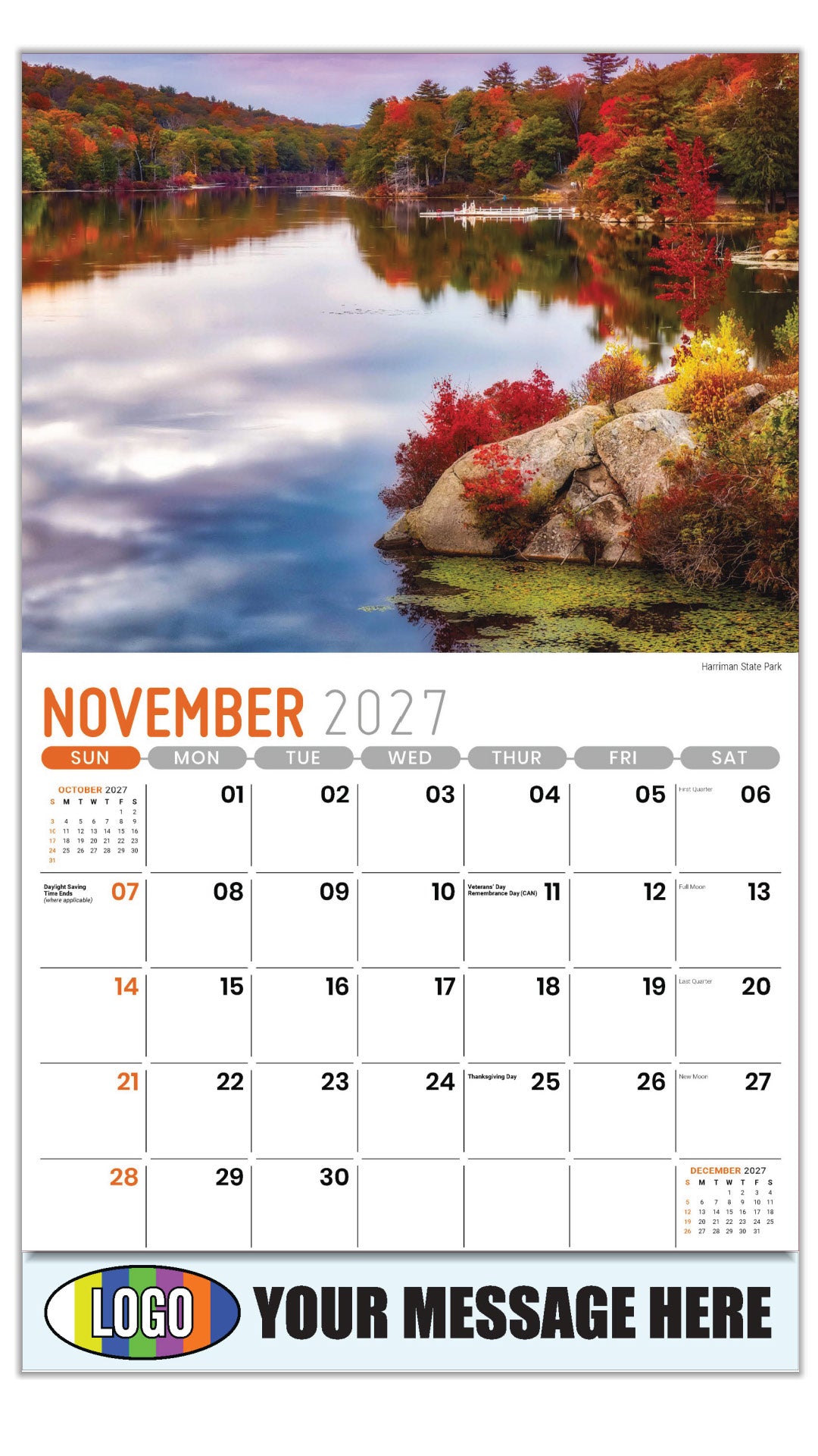 2027 Business Promotion Calendar - Scenes of New York - Harriman State Park - November
