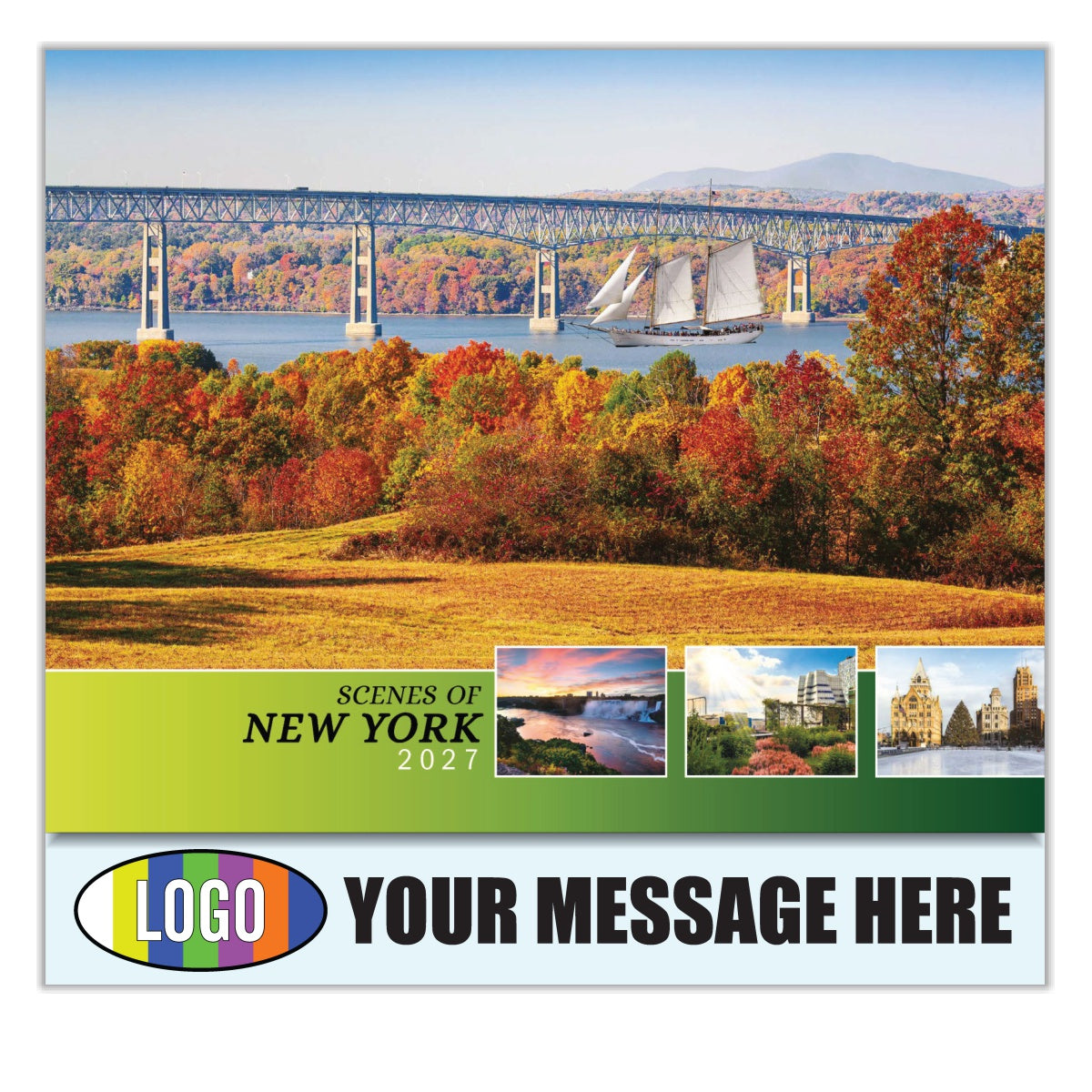 2027 Business Promotion Calendar - Scenes of New York - Printed with your Logo, Name and message