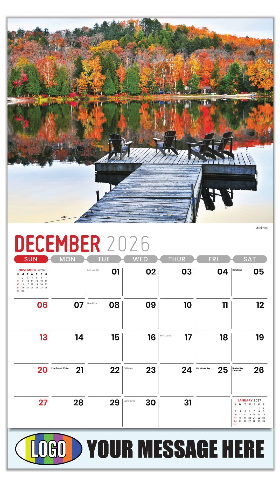 2027 Business Promotional Calendar - Scenes of Ontario -  Muskoka - December_a