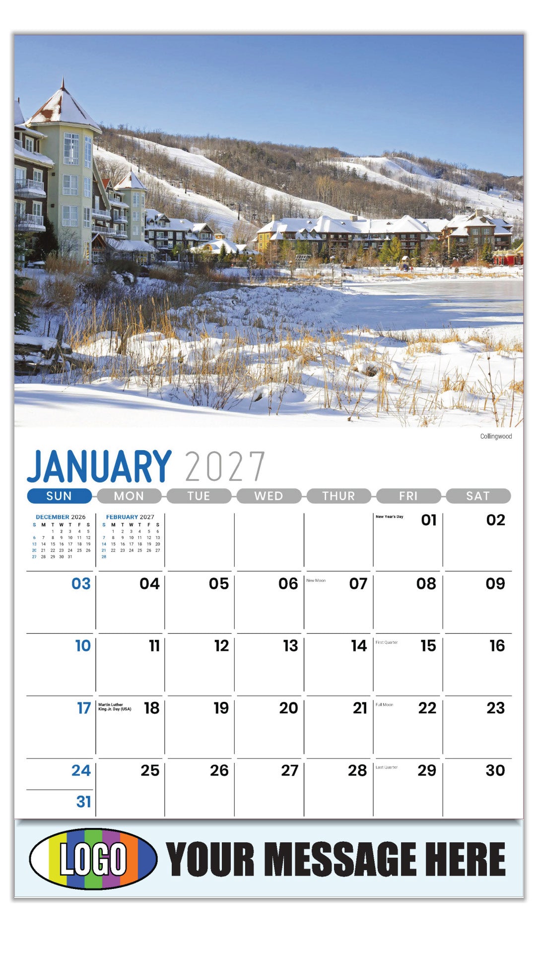 2027 Business Promotional Calendar - Scenes of Ontario - Collingwood - January