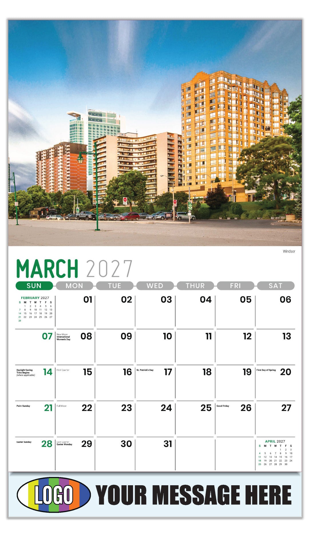 2027 Business Promotional Calendar - Scenes of Ontario - Windsor - March