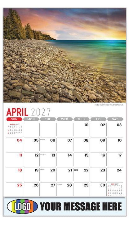 2027 Business Advertising Calendar - Scenes of Ontario - Cabot Head Provincial Park, Bruce Peninsula - April