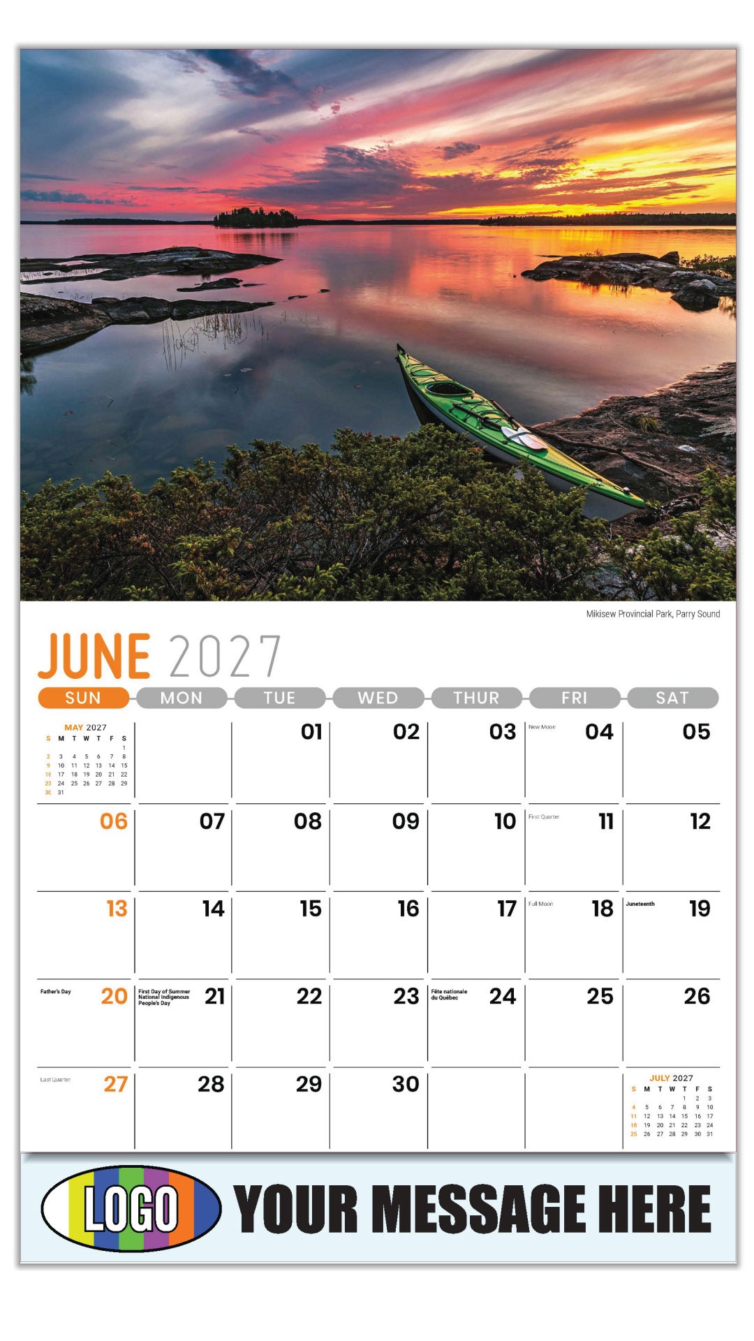 2027 Business Advertising Calendar - Scenes of Ontario - Mikisew Provincial Park, Parry Sound  - June
