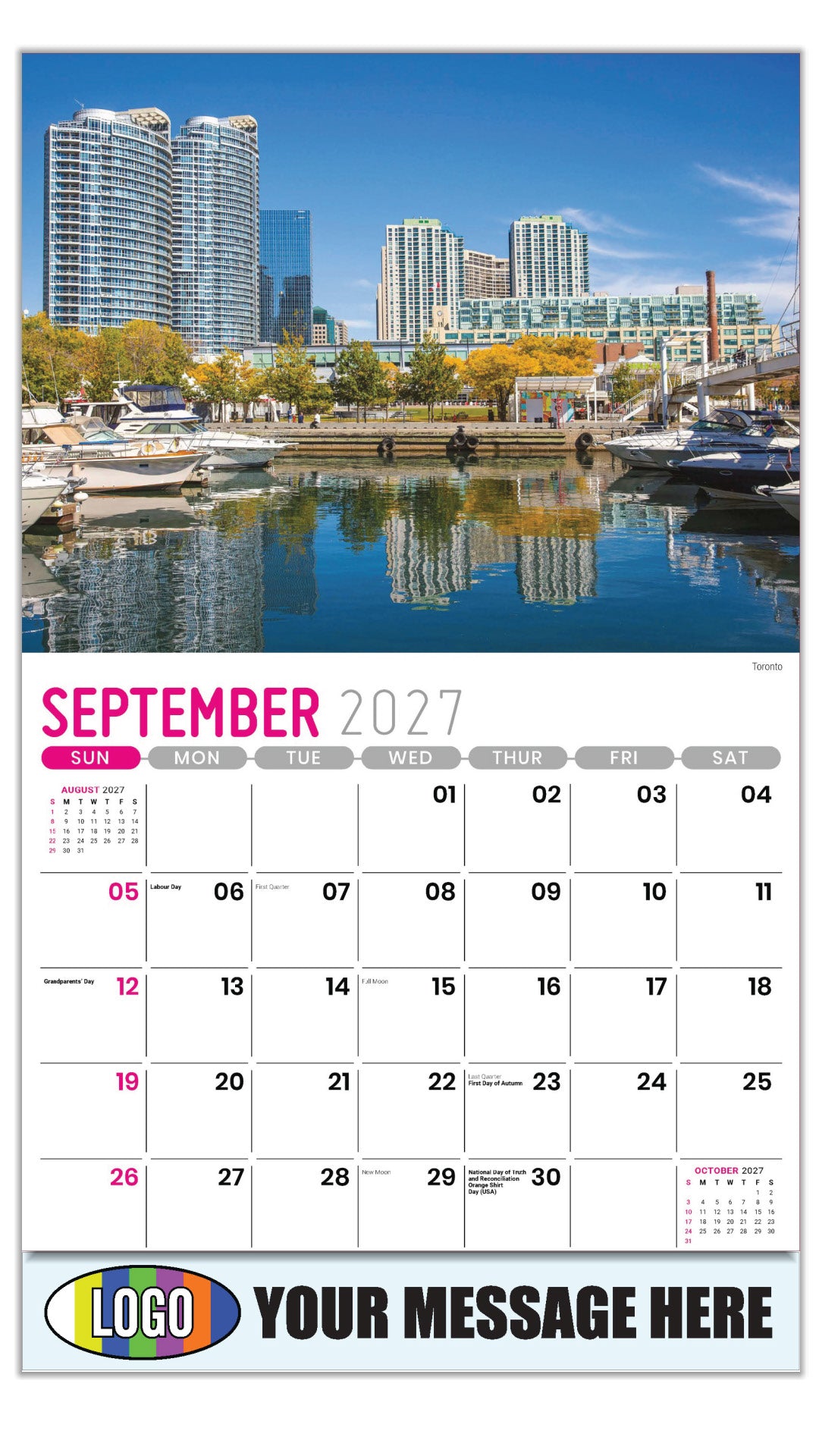 2027 Business Promo Calendar - Scenes of Ontario - Toronto - September