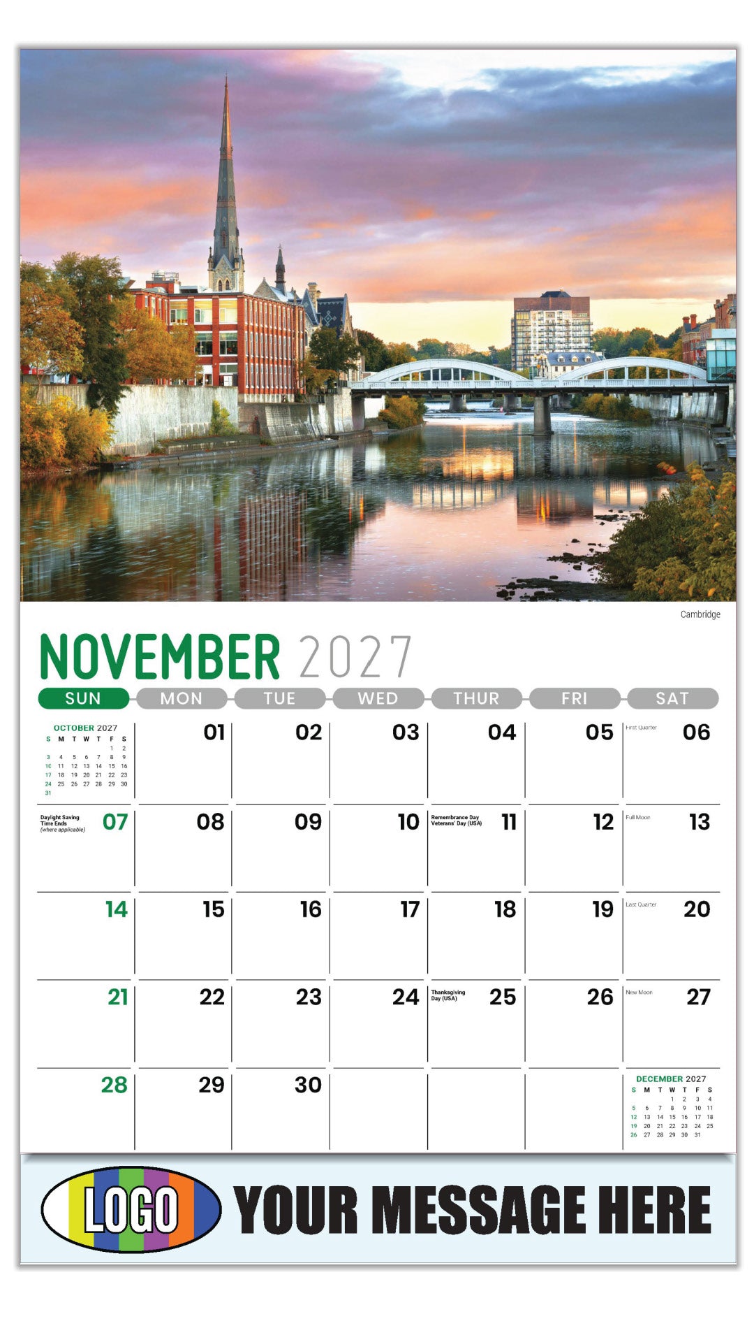 2027 Business Promotion Calendar - Scenes of Ontario - Cambridge - November