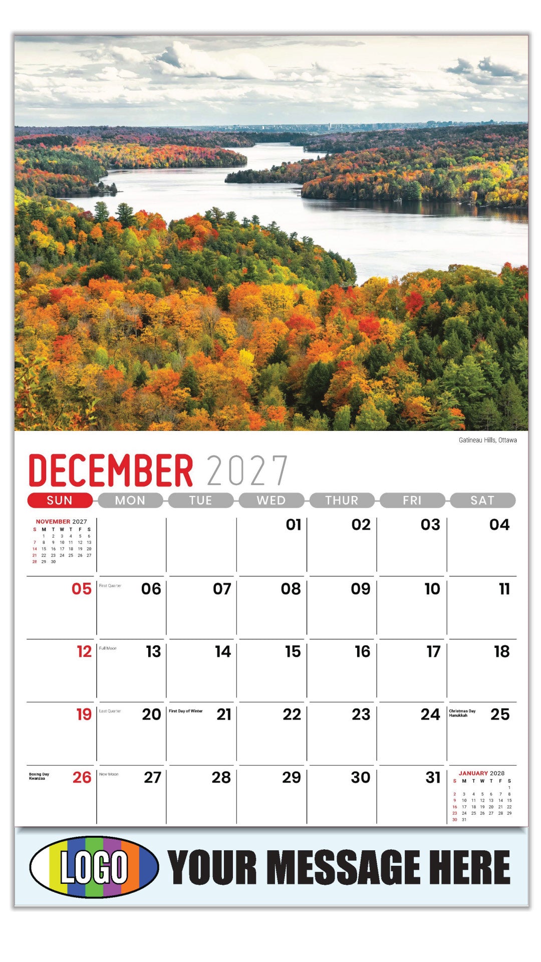 2027 Business Promotion Calendar - Scenes of Ontario - Gatineau Hills, Ottawa - December