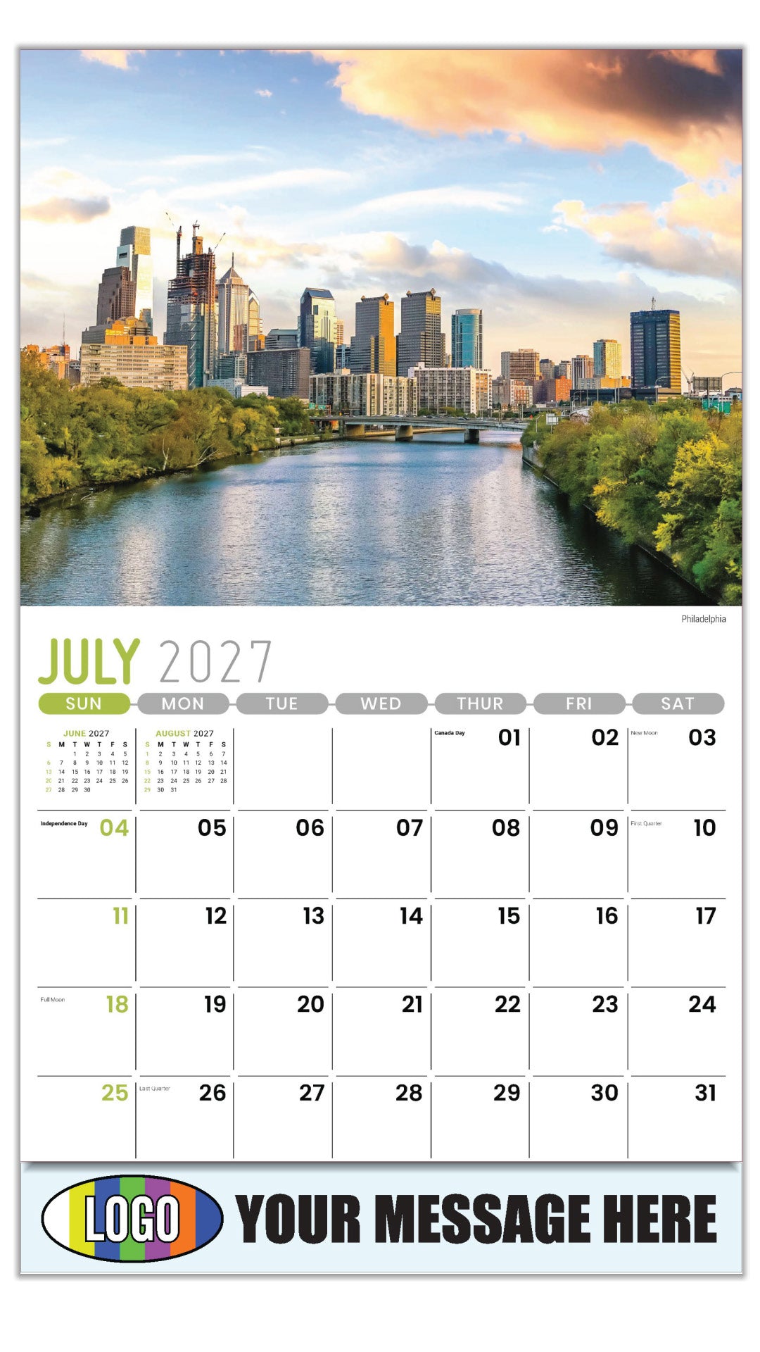 2027 Business Promo Calendar - Scenes of Pennsylvania - Philadelphia - July