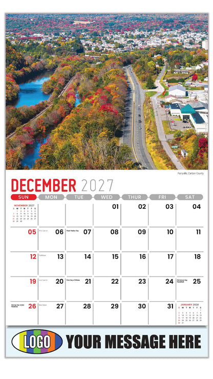 2027 Business Promotion Calendar - Scenes of Pennsylvania - Parryville, Carbon County - December
