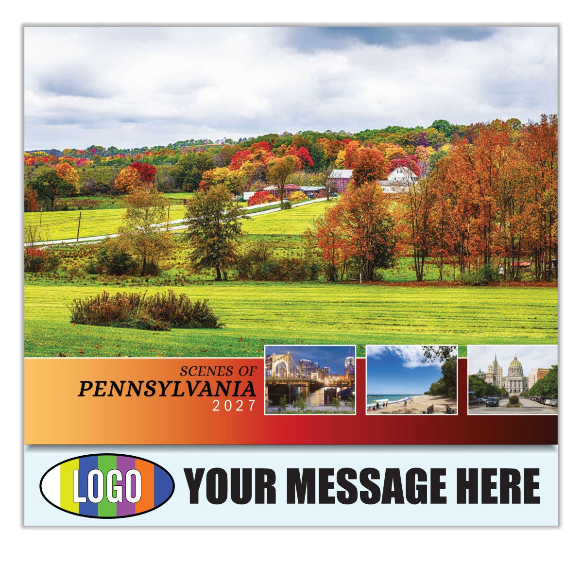2027 Business Advertising Calendar - Scenes of Pennsylvania - Printed with your Logo, Name and message