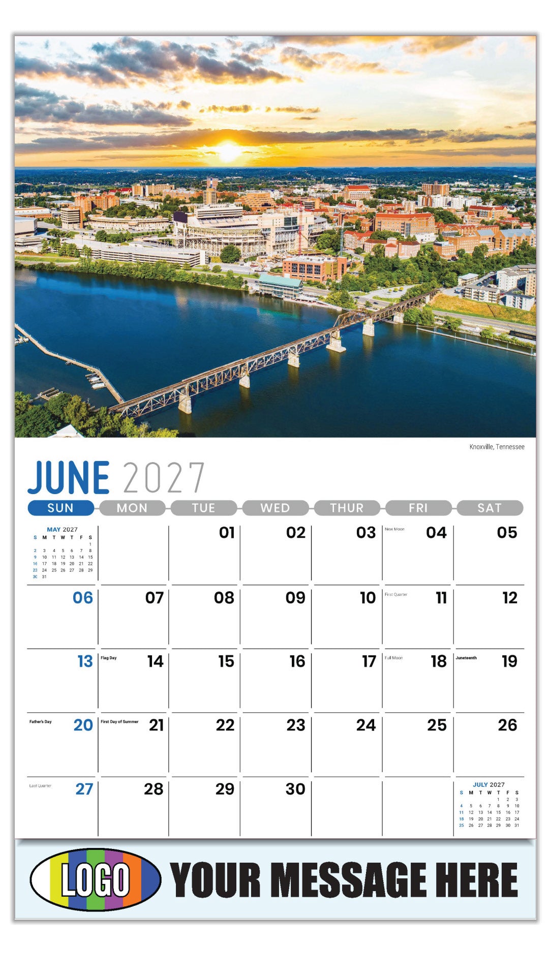 2027 Business Advertising Calendar - Scenes of Southeast USA - Knoxville, Tennessee - June