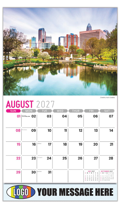 2027 Business Promo Calendar - Scenes of Southeast USA - Charlotte, North Carolina - August