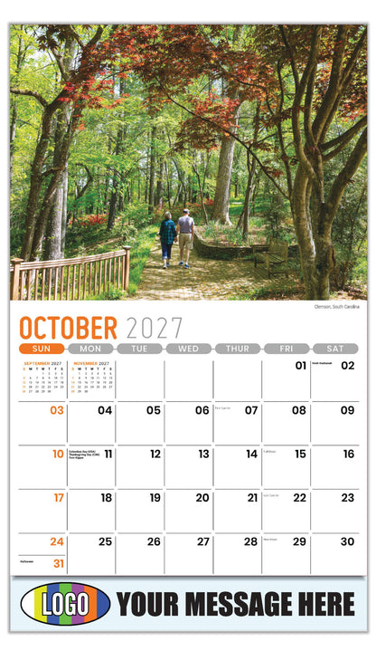2027 Business Promotion Calendar - Scenes of Southeast USA - Clemson, South Carolina - October