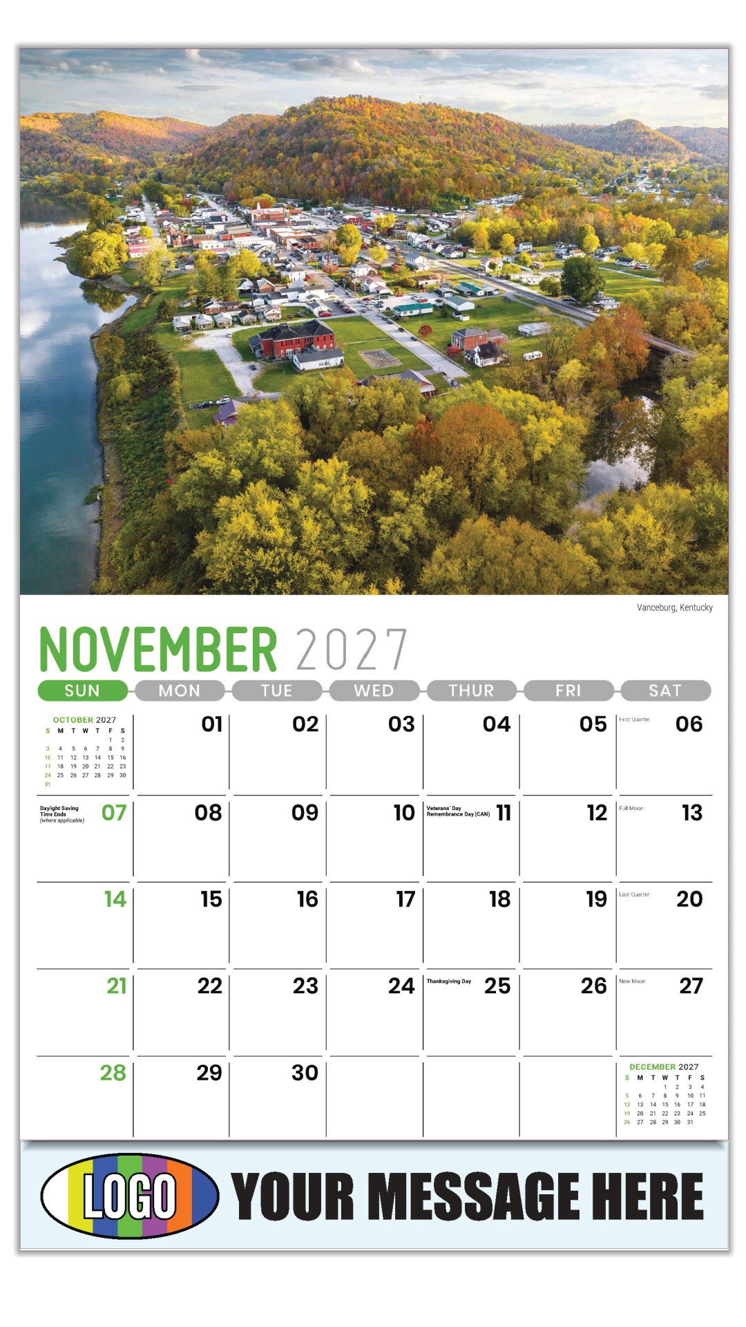 2027 Business Promotion Calendar - Scenes of Southeast USA - Vanceburg, Kentucky - November