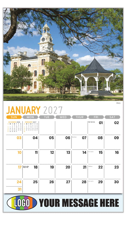 2027 Business Promotional Calendar - Scenes of Texas - Albany - January