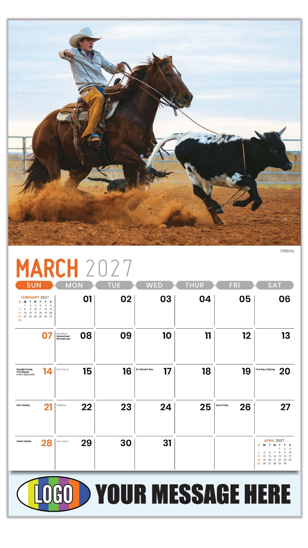 2027 Business Promotional Calendar - Scenes of Texas - Childress - March