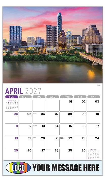 2027 Business Advertising Calendar - Scenes of Texas - Austin - April