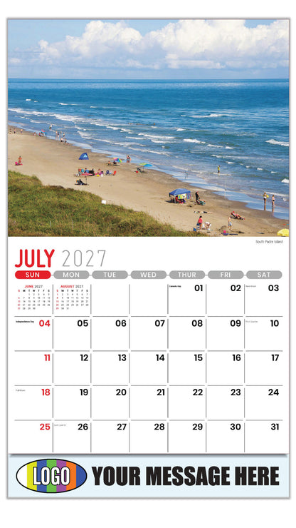 2027 Business Promo Calendar - Scenes of Texas - South Padre Island - July