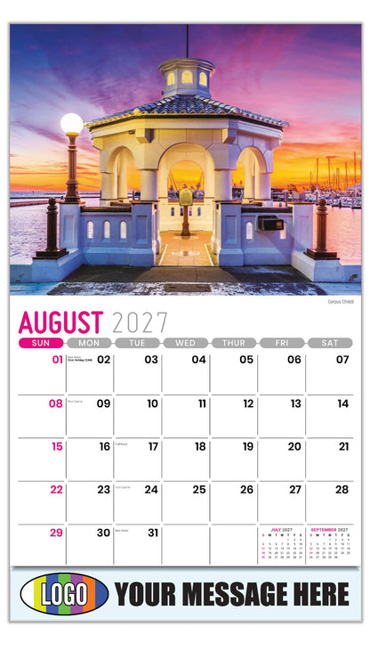 2027 Business Promo Calendar - Scenes of Texas - Corpus Christi - August