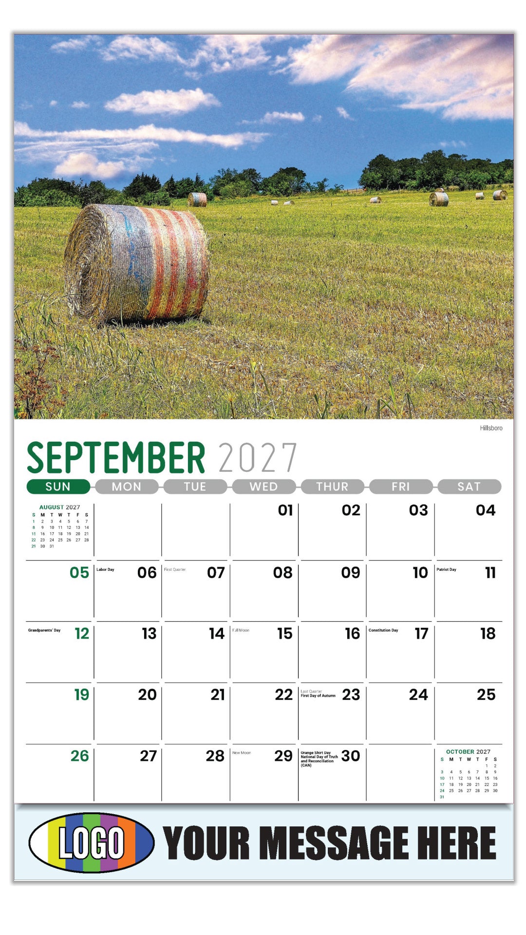 2027 Business Promo Calendar - Scenes of Texas - Hillsboro - September