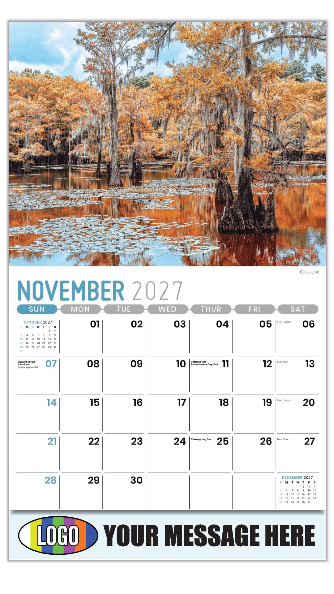 2027 Business Promotion Calendar - Scenes of Texas - Caddo Lake - November
