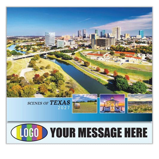2027 Business Promotion Calendar - Scenes of Texas - Printed with your Logo, Name and message