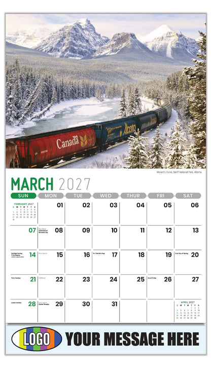 2027 Business Promotional Calendar - Scenes of Western Canada - Morant’s Curve, Banff National Park, Alberta - March