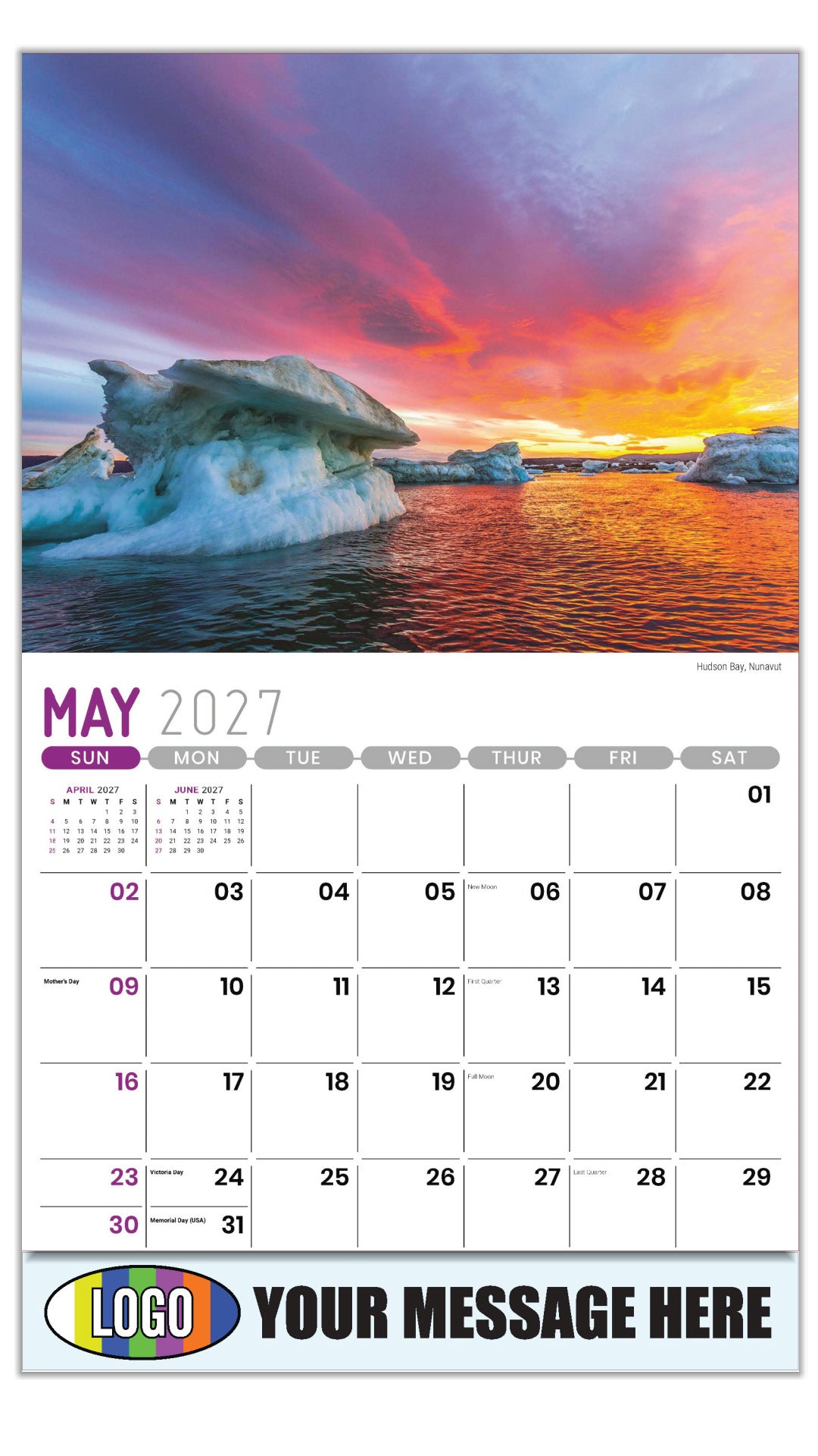 2027 Business Advertising Calendar - Scenes of Western Canada - Hudson Bay, Nunavut  - May