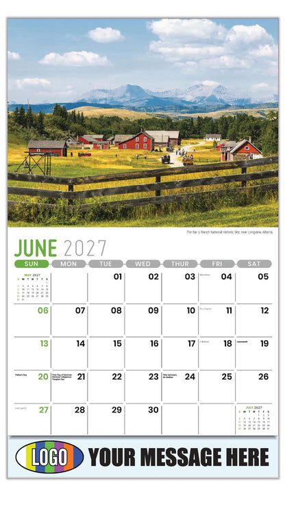 2027 Business Advertising Calendar - Scenes of Western Canada - The Bar U Ranch National Historic Site, near Longview, Alberta - June