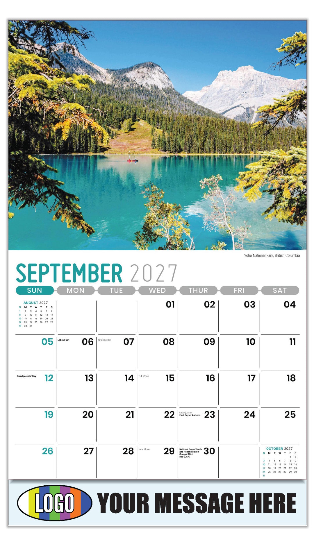 2027 Business Promo Calendar - Scenes of Western Canada - Yoho National Park, British Columbia  - September