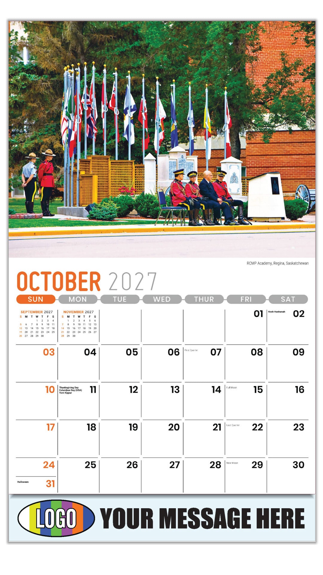 2027 Business Promotion Calendar - Scenes of Western Canada - RCMP Academy, Regina, Saskatchewan - October