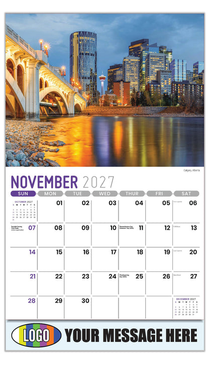 2027 Business Promotion Calendar - Scenes of Western Canada - Calgary, Alberta - November