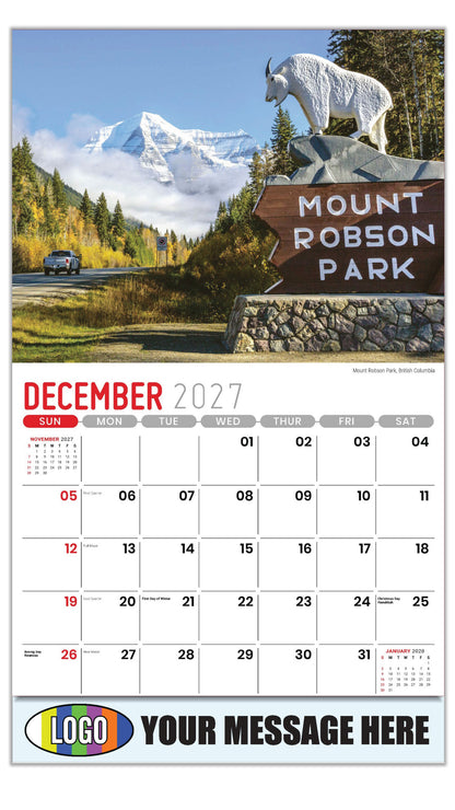 2027 Business Promotion Calendar - Scenes of Western Canada - Mount Robson Park, British Columbia - December