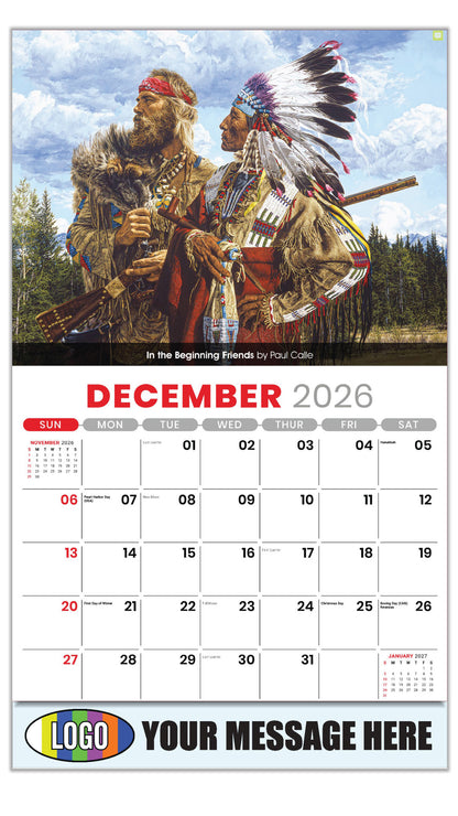 2027 Business Promotional Calendar - Spirit of the West - December_a - In the Beginning Friends by Paul Calle