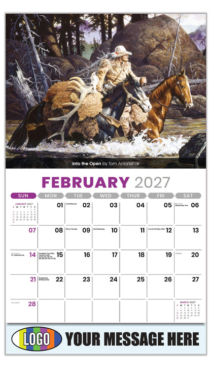 2027 Business Promotional Calendar - Spirit of the West - February - Into the Open by Tom Antonishak