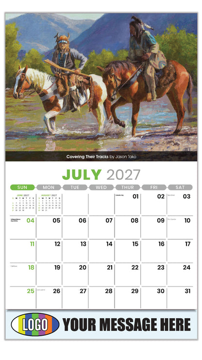 2027 Business Promo Calendar - Spirit of the West - July - Covering Their Tracks by Jason Tako