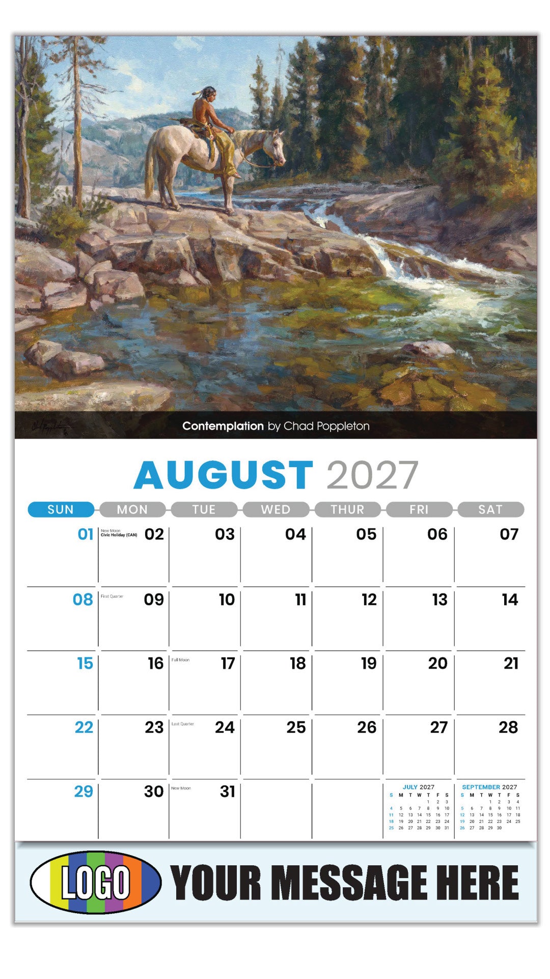 2027 Business Promo Calendar - Spirit of the West - August - Contemplation by Chad Poppleton