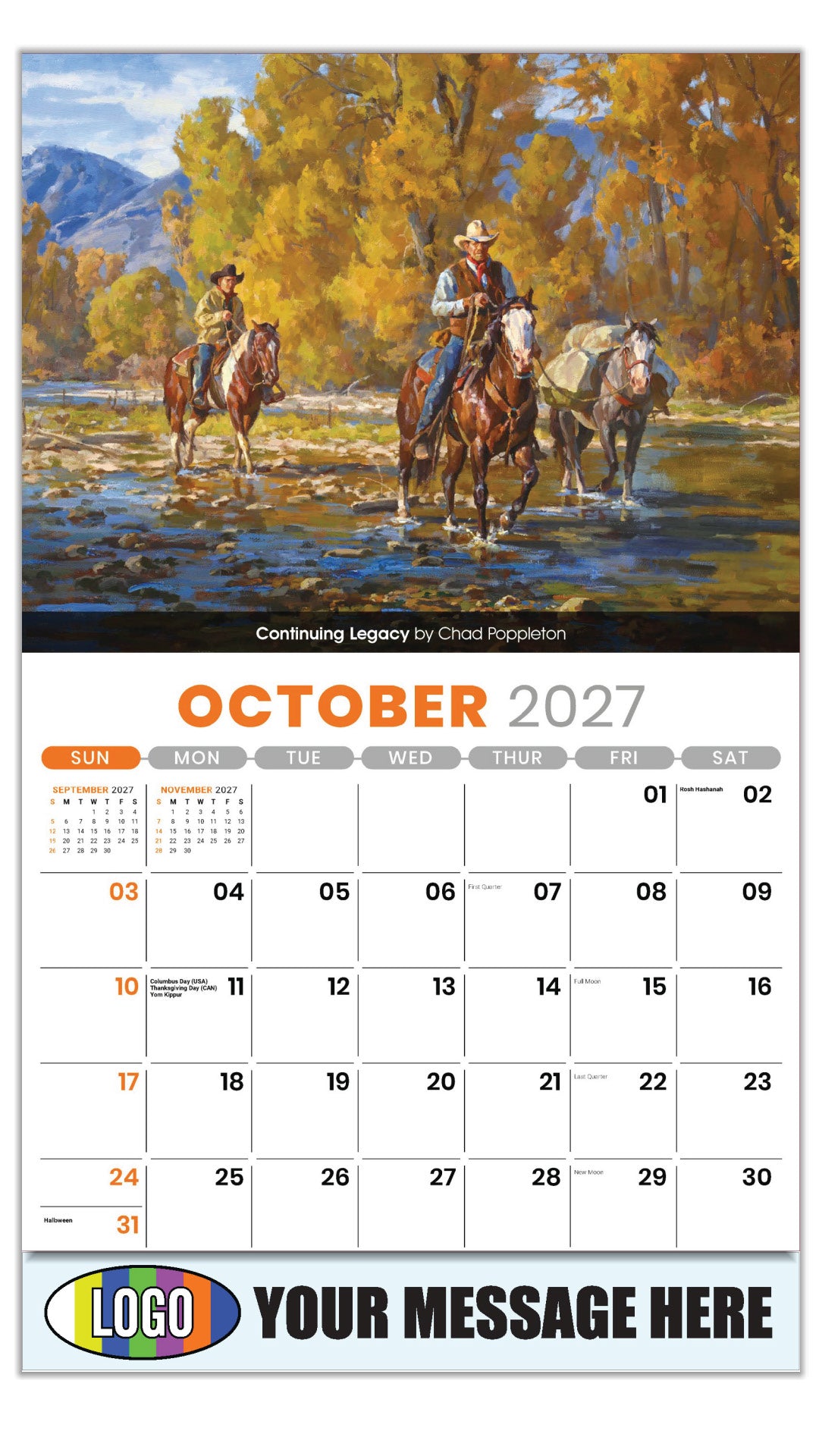 2027 Business Promotion Calendar - Spirit of the West - October - Continuing Legacy by Chad Poppleton