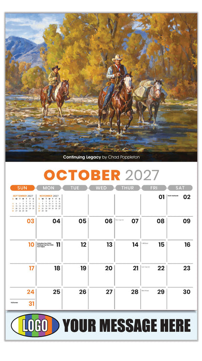 2027 Business Promotion Calendar - Spirit of the West - October - Continuing Legacy by Chad Poppleton