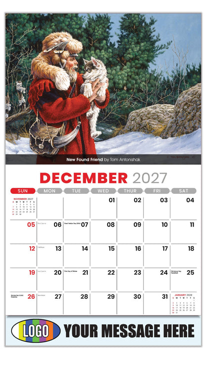 2027 Business Promotion Calendar - Spirit of the West - December - New Found Friend by Tom Antonishak