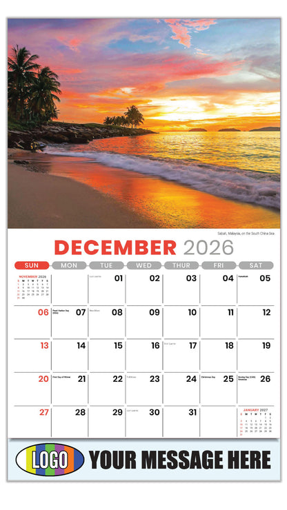 2027 Business Promotional Calendar - Sun, Sand and Surf - December_a - Sabah, Malaysia, on the South China Sea
