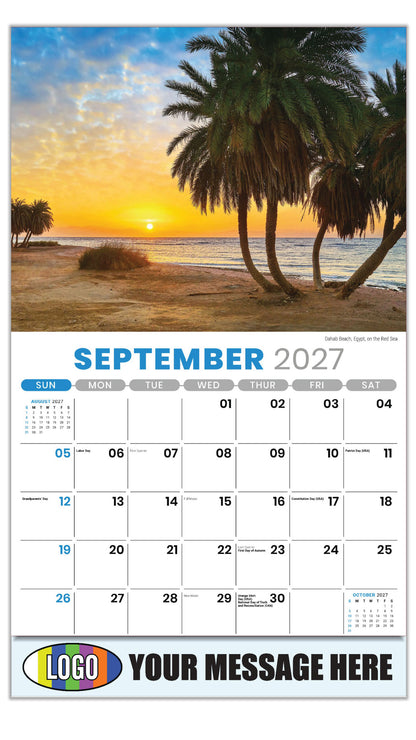 2027 Business Promo Calendar - Sun, Sand and Surf - September - Dahab Beach, Egypt, on the Red Sea