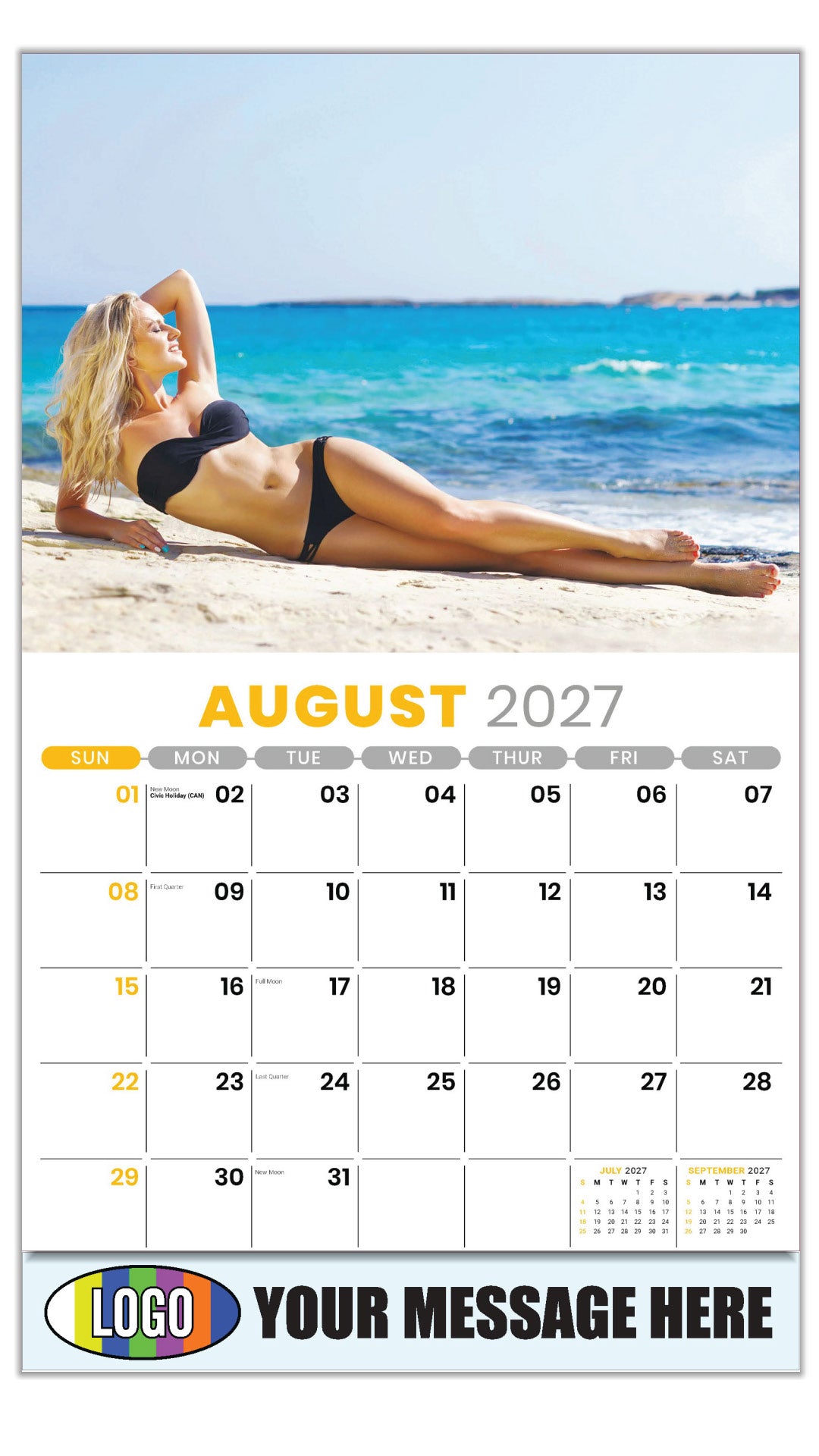 2027 Business Promo Calendar - Swimsuits - August