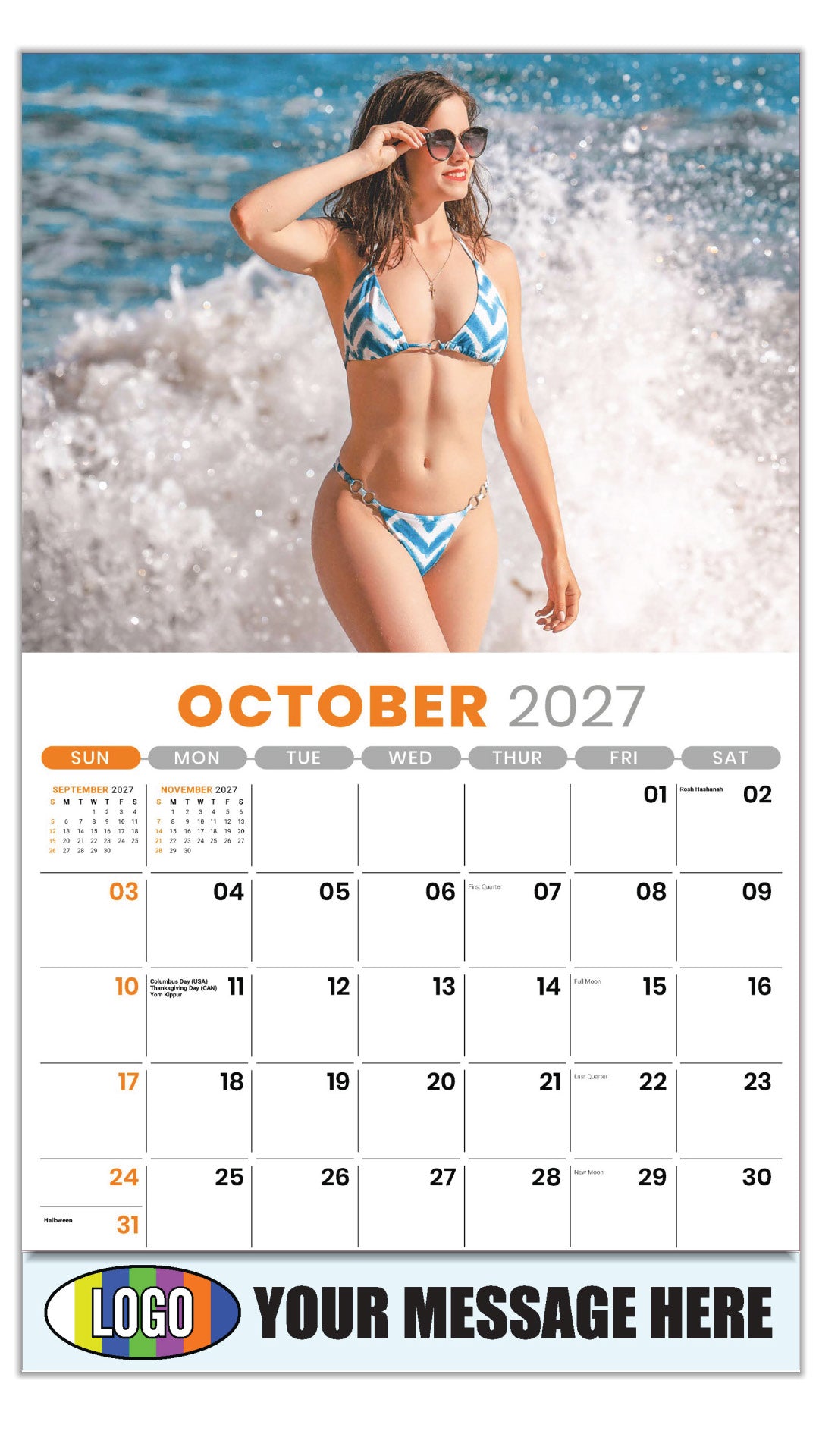 2027 Business Promotion Calendar - Swimsuits - October