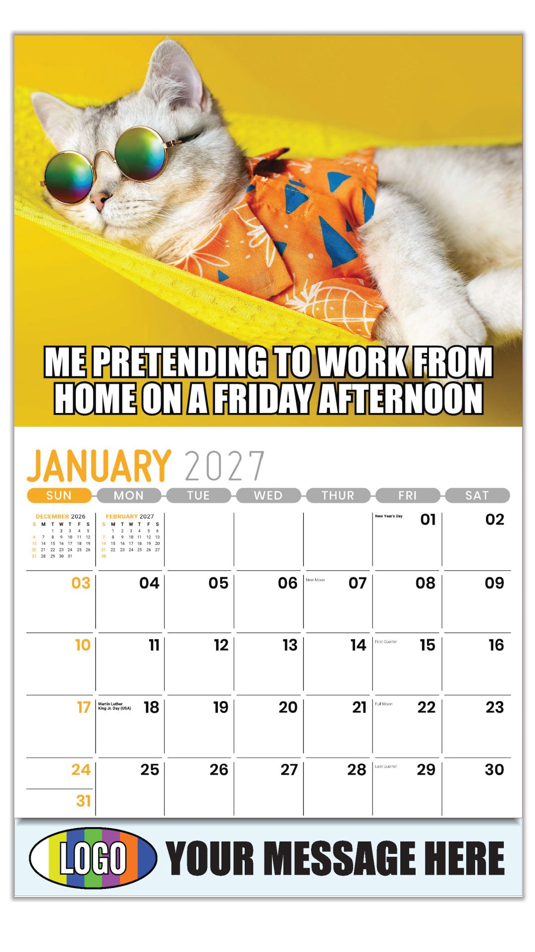 2027  Business Promotional Calendar - The Memeing of Life - January