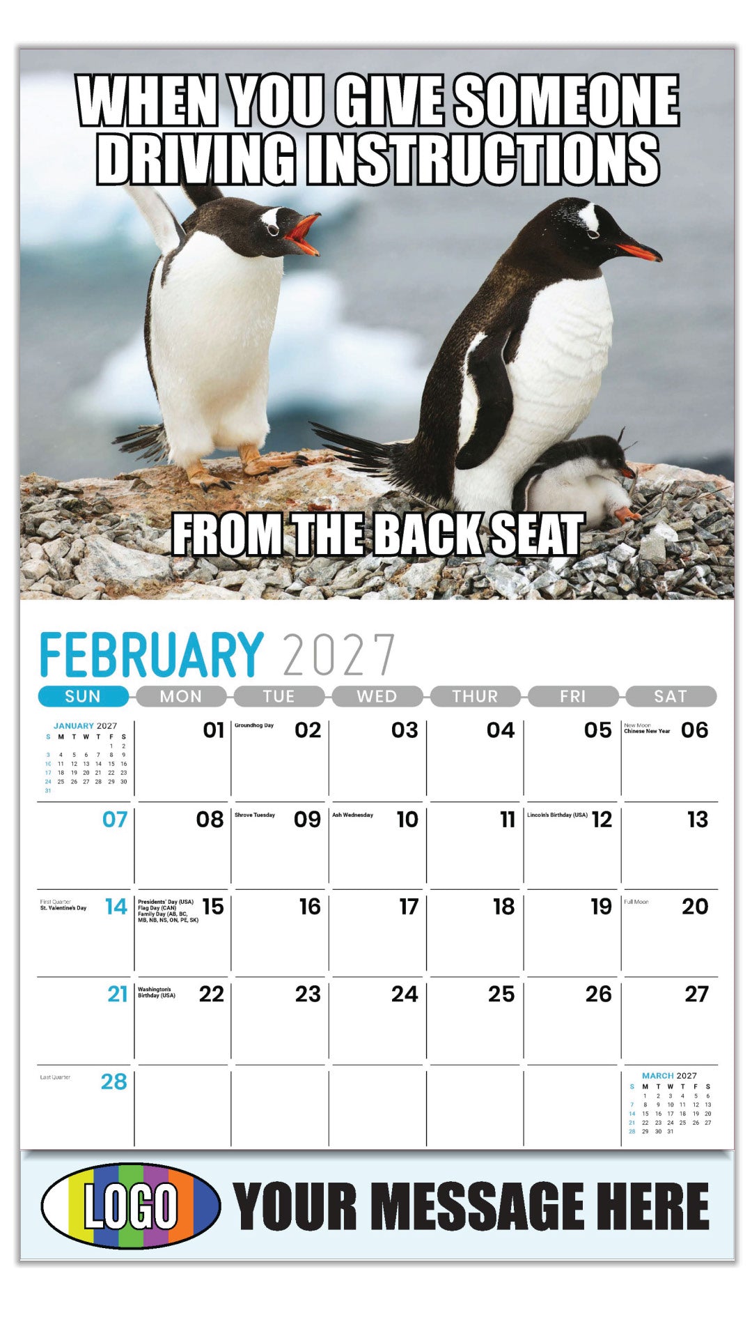 2027  Business Promotional Calendar - The Memeing of Life - February