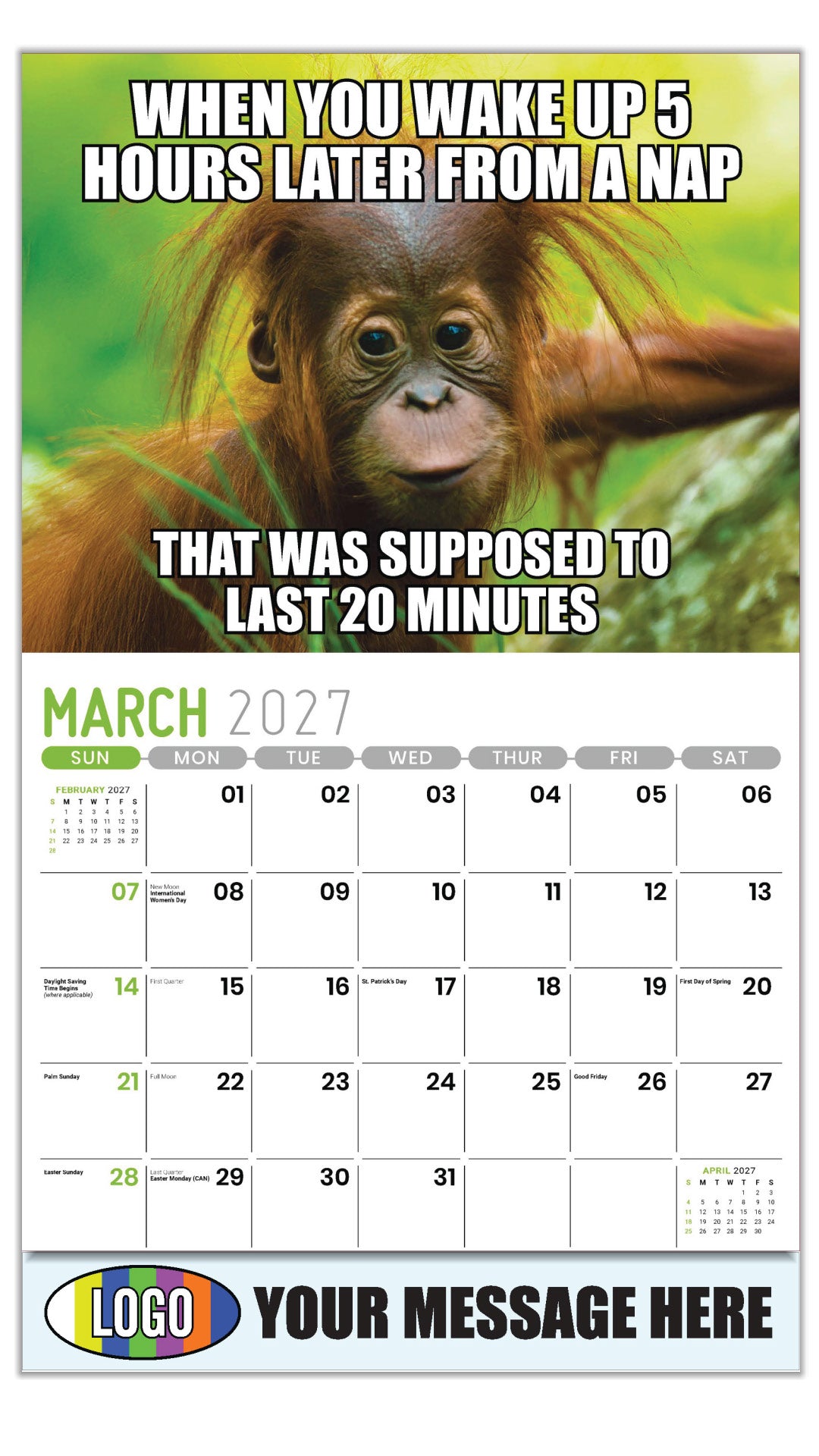 2027  Business Promotional Calendar - The Memeing of Life - March
