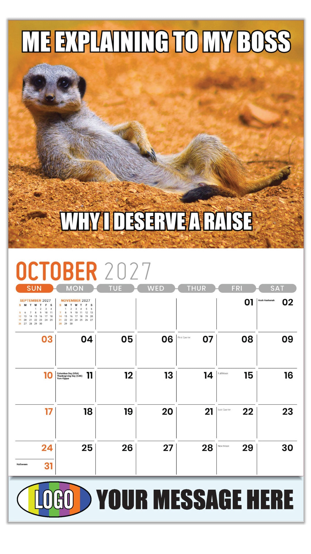 2027  Business Promotion Calendar - The Memeing of Life - October
